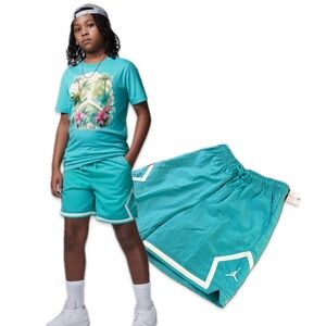NWT [Jordan] Diamond Drawstring Multi-Function Shorts Washed Teal Kids S M L